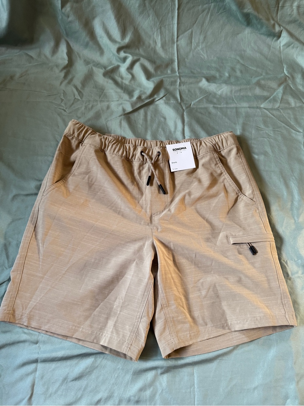Sonoma Lightweight Khaki Drawstring Husky Shorts size L